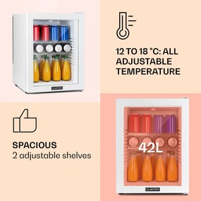 Klarstein Brooklyn 42, mini chladnička, sklenené dvere, LED osvetlenie, police