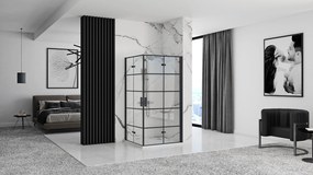 Štvorcový sprchový kút REA MOLIER BLACK DOUBLE 90x90 cm, čierny/transparent - bez vaničky