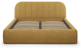Čalúnená dvojlôžková posteľ s úložným priestorom s roštom 160x200 cm v horčicovej farbe Juno – Windsor &amp; Co Sofas