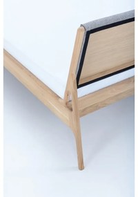 Sivá/prírodná čalúnená dvojlôžková posteľ z dubového dreva 160x200 cm Fawn - Gazzda