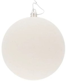 DECOLED Plastová guľa, 10 cm, biela, 6x trblietka