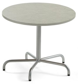 Stôl PLURAL, Ø900x720 mm, linoleum - šedá, strieborná