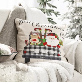 VIANOČNÁ DEKORAČNÁ OBLIEČKA NA VANKÚŠ SANTA7 45X45 CM VZOROVANÁ