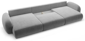 Tmavosivá zamatová rozkladacia/s úložným priestorom rohová pohovka (do tvaru "U") Tonale – Cosmopolitan Design