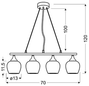Luster na lanku SIRIUS 4xE27/60W/230V