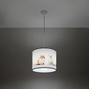 Detské závesné svietidlo Kitty, 1x plastové tienidlo so vzorom, (fi 30 cm)