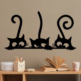 Nástenná kovová dekorácia Mačka 5 čierna