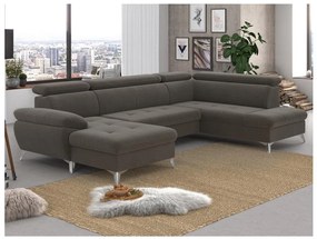 Rozkladacia rohová sedačka do U CATANIA pravá, hnedá, s úložným priestorom