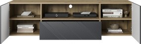 Závesný TV stolík Asha 167 cm s otvorenou policou - artisan / rivier stone mat