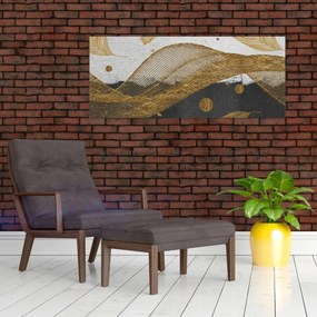 Obraz - Zlaté pierka (120x50 cm)