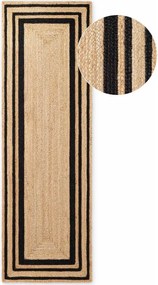 Čierny/v prírodnej farbe obojstranný/ručne tkaný jutový behúň 70x200 cm Jutta – Hanse Home