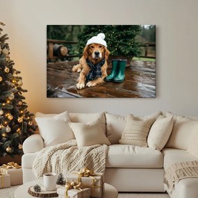Obraz vianočný pes na terase