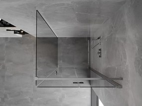 Mexen Mist-F T, 1-krídlový skladací sprchový kút pravý 80 x 80 cm, číre sklo, chrómový profil, 8A6T-080-080-01-00-P