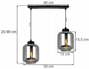 Závesné svietidlo Novalja, 2x sklenené tienidlo (výber z 3 farieb)
