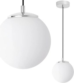 Závesné svietidlo Florence, 1x biele sklenené tienidlo, ch/b