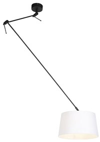 Závesná lampa s ľanovým tienidlom biela 35 cm - Blitz I čierna