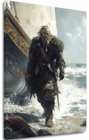 Obraz na plátne Viking na Pobreží - Historický Motív