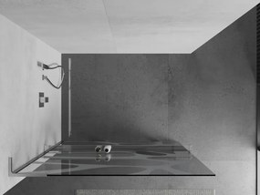 Mexen Kioto+ L, sprchová zástena Walk-In s poličkou a vešiakom 80 x 200 cm, 8mm číre sklo biely vzor, chrómový profil, 800-080-123-01-97
