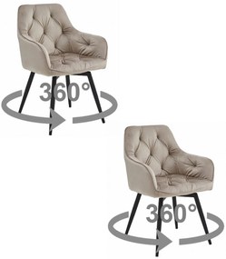 Otočné jedálenské kreslo JORK360 VELVET, béžové