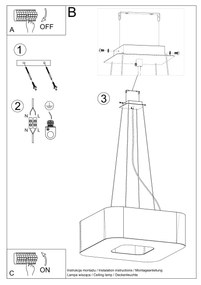 Závesné svietidlo Urano, 1x biele textilné tienidlo, (biely plast), (80 cm)