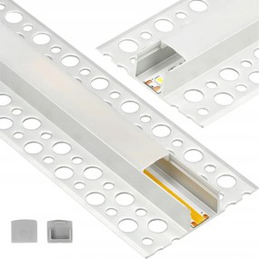 Zapustený hliníkový LED profil pre sadrokartónové dlaždice 2m + tienidlo
