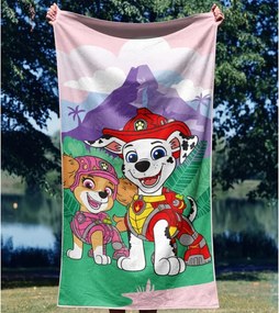 TipTrade Bavlnená froté osuška 70x140 cm- Labková Patrola "Pod dinosaurou skalou"