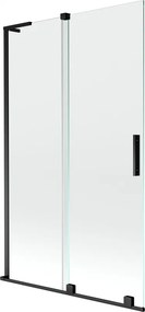 Mexen Velar L, 2-krídlová posuvná vaňová zástena 110 x 150 cm, 8mm číre sklo, čierna matná, 896-110-003-01-70