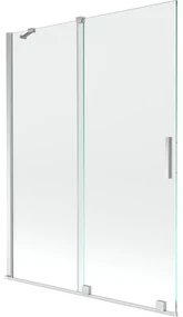 Mexen Velar vaňová zástena dvojkrídlová Posuvný 130 x 150 cm, Priehľadné, Chrómová - 896-130-000-01-01