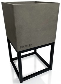 Dokonalý šedý kovový kvetináč LOFT FIORINO 22X22X40 cm