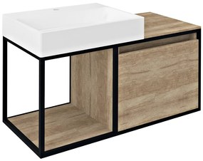 Sapho Sapho, SKARA umývadlová skrinka 100x49,5x46,5cm, čierna matná/dub Alabama, CG004-2222