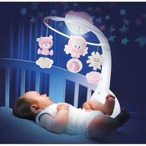 Infantino - Kolotoč nad postieľku 3v1 s melódiou, 3x AAA, ružový