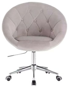 LuxuryForm DESIGN Kreslo VERA VELUR na striebornej podstave s kolieskami - svetlo šedé