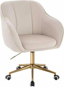 LuxuryForm DESIGN Stolička AVOLA VELUR na zlatej podstave s kolieskami - krémová
