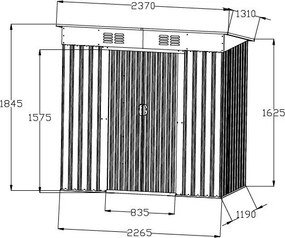 Záhradný domček na náradie AVENBERG 2.4 x1.3 m HNĚDÁ SD-F1-0408