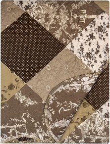 Hnedý prehoz na posteľ a 1x obliečka na vankúš Patchwork - 180*250 cm / 50*70 cm
