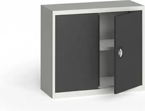 Plechová policová skriňa na náradie KOVONA, 800 x 950 x 400 mm, 1 polica, sivá/grafit