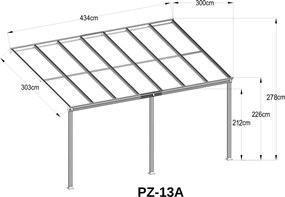 Hliníková pergola BestBerg PZ-13A / 13 m² / sivá