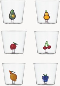 Ručne vyrobené poháre z borosilikátového skla Fruits & Flowers, 6 ks