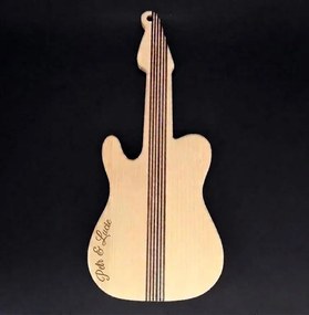 AMADEA Drevená doštička v tvare gitary, masívne drevo, 45x20x2 cm
