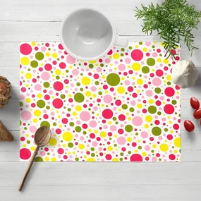 Biante Bavlnené prestieranie na stôl Sandra SA-209 Ružové a žlté bodky na bielom 35x45 cm