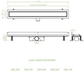 Laveo Basso, lineárny odtok s mriežkou 70 cm, čierna matná, LAV-COB_771D