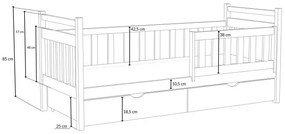 Detská posteľ z masívu borovice NATÁLIE so šuplíkmi - 200x90 cm - BIELA