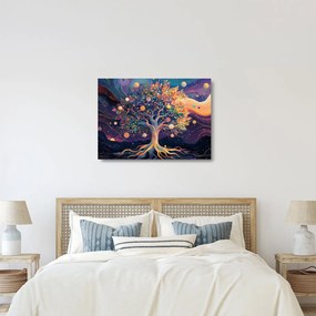 Sklenený obraz – Fialový strom plný energie (70x50 cm)