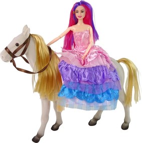 LEAN Toys Bábika princezná s bielym koníkom – figúrky a doplnky