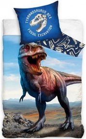 Bavlnené posteľné obliečky Tyranosaurus Rex - motív Fosil Excavation - 100% bavlna Renforcé - 70 x 90 cm + 140 x 200 cm