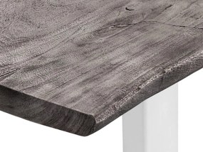 furniture-nabytek.cz - Masivní jídelní sestava Bullwer se 4 židlemi Milton, akácie/látka/kov, lakovaná, šedo-bílá