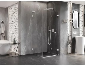 Mexen Lunar-F L, sklápací sprchový kút pravý 80 x 80 cm, 8mm číre sklo, biely profil, 836L-080-080-20-00-P