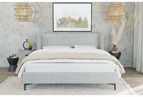 Sivá čalúnená dvojlôžková posteľ s roštom 180x200 cm Basti – Ropez