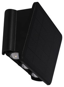 Exteriérové solárne nástenné LED svietidlo Alf1, 1x LED 2w, čierna