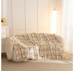 Mikroplyšová deka PLAID, krémová Rozmer: 200 x 220 cm